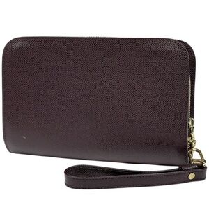 Vintage Louis Vuitton Vintage Taiga Baikal Burgundy Leather Wristlet Business